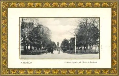 Präge Passepartout Ak Krefeld am Niederrhein, Friedrichsplatz, Kriegerdenkmal