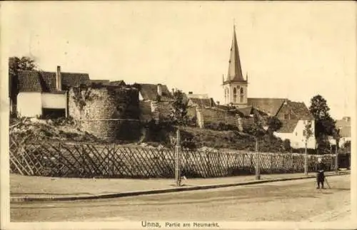 Ak Unna in Westfalen, Partie am Neumarkt, Stadtmauer