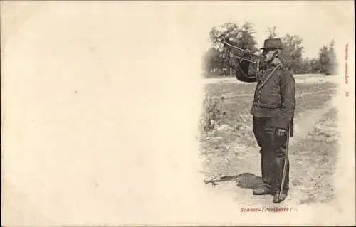 Ak Französischer Soldat mit Trompete
