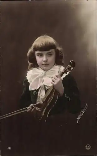 Ak Kind mit Violine, Portrait