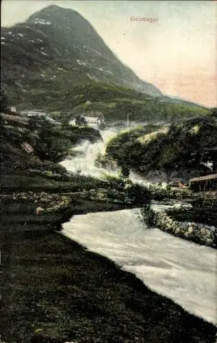 Ak Geiranger Norwegen, Fluss, berg