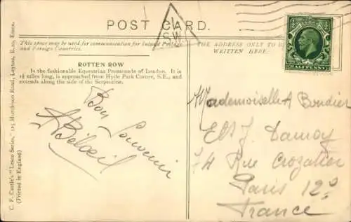 Ak London City England, Rotten-Row