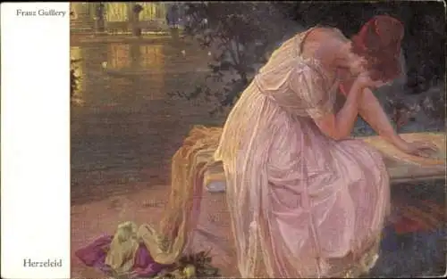 Künstler Ak Guillery, F., Herzeleid, Weinende Frau