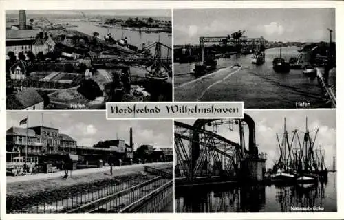 Ak Wilhelmshaven, Nassaubrücke, Hafen, Südstrand