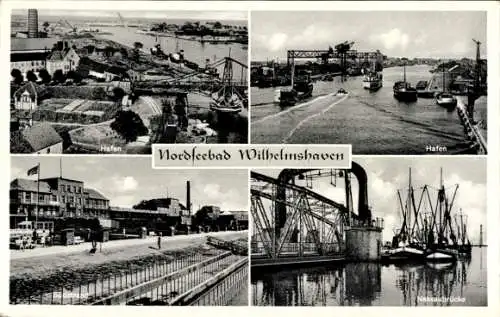 Ak Wilhelmshaven, Nassaubrücke, Hafen, Südstrand