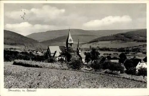 Ak Sommerau Eschau im Spessart, Panorama, Kirche