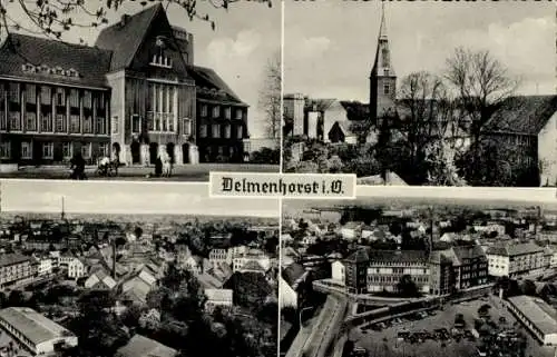 Ak Delmenhorst in Oldenburg, Totalansicht, Gebäude, Turm