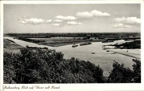 Ak Achim an der Weser, Badener Berg, Weser, Kanal