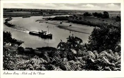 Ak Achim an der Weser, Badener Berg, Weser, Schiffe