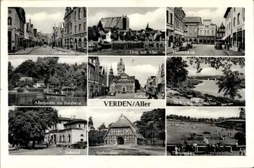 Ak Verden an der Aller, Große Straße, Herrlichkeit, Bella Vista, Sachsenhain, Turnierplatz, Bahnhof