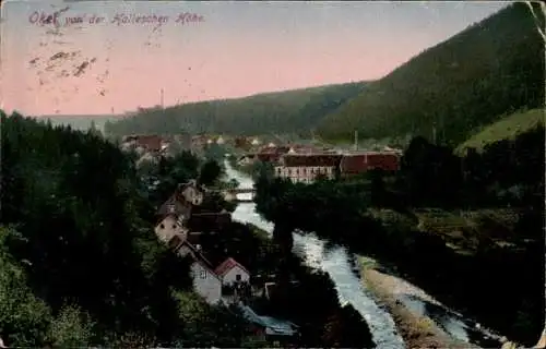 Ak Oker Goslar am Harz, Teilansicht vom Ort, Blick von der Halleschen Höhe