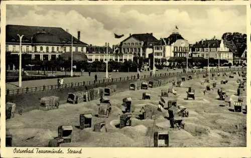 Ak Ostseebad Travemünde Lübeck, Strand, Strandkörbe