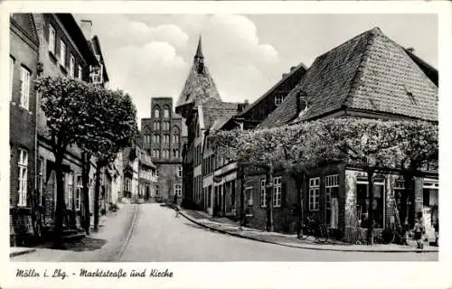 Ak Mölln im Herzogtum Lauenburg, Marktstraße, Kirche