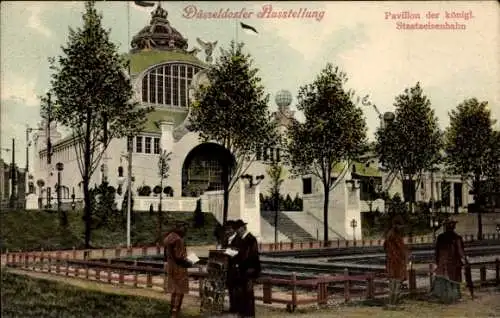 Ak Düsseldorf am Rhein, Düsseldorfer Ausstellung, Pavillon der königlichen Staatseisenbahn