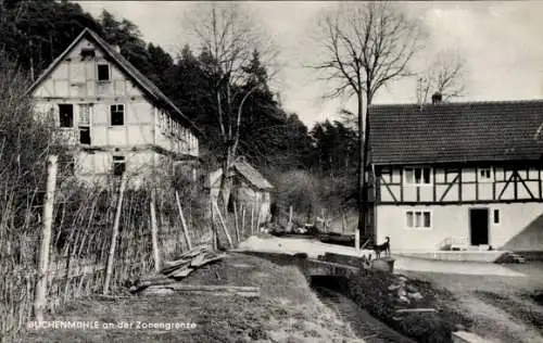 Ak Soisdorf Eiterfeld in Hessen, alte Buchenmühle an der Zonengrenze