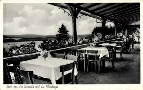 Ak Oberstoppel Haunetal in Hessen, Blick v. d. Veranda a. d. Rhönberge, Gasthof Burg Hauneck