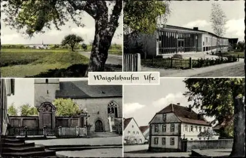 Ak Waigolshausen Unterfranken, Straße, Gebäude, Wohnhaus, Kircheneingang