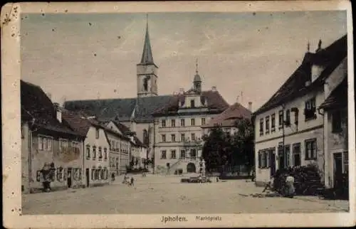 Ak Iphofen in Unterfranken, Marktplatz, Kirchturm