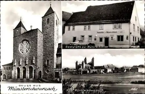 Ak Altenschönbach Prichsenstadt in Unterfranken, Kirche, Gaststätte zur Münsterklause, Abtei