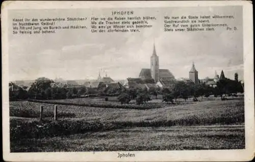 Ak Iphofen in Unterfranken, Blick auf den Ort, Gedicht