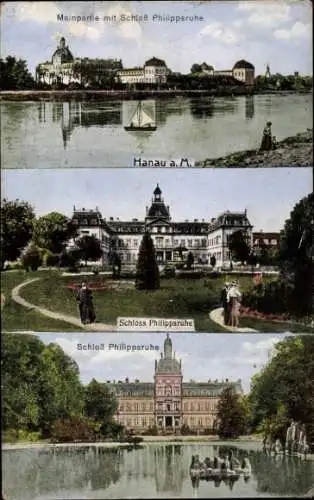 Ak Hanau am Main, Schloss Philippsruhe, Mainpartie mit Schloss