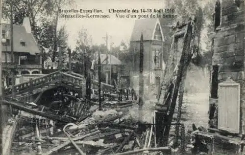 Ak Brüssel Brüssel, Weltausstellung 1910, Der Brand, August 1910, Brandkatastrophe