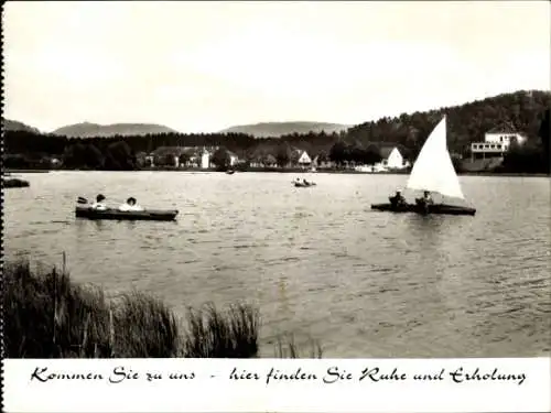 Ak Ludwigswinkel in der Pfalz, Segelboot, Ruderboote