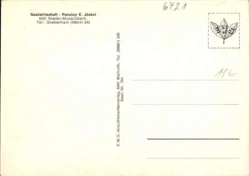 Ak Nieder Moos Niedermoos Vogelsberg Freiensteinau in Hessen, Gastwirtschaft E. Jöckel