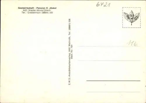 Ak Nieder Moos Niedermoos Vogelsberg Freiensteinau in Hessen, Gastwirtschaft E. Jöckel