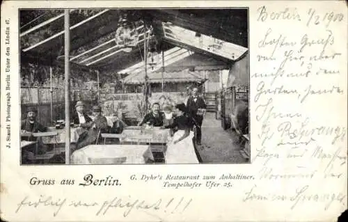 Ak Berlin Kreuzberg, Tempelhofer Ufer, G. Dyhrs Restaurant zum Anhaltiner
