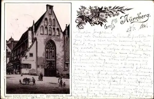 Litho Nürnberg in Mittelfranken, Bratwurstglöcklein, Moritzkapelle