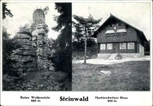 Ak Waldershof im Nordgau Oberpfalz, Steinwald, Ruine Weißenstein, Marktredwitzer Haus