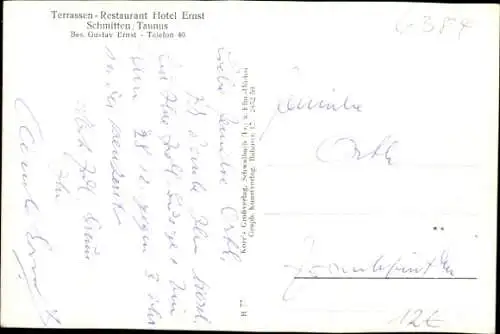 Ak Schmitten im Taunus Hessen, Hotel Ernst, Inneres