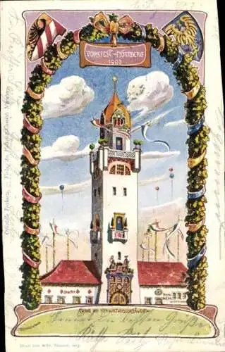 Ak Nürnberg in Mittelfranken, Volksfest 1903, Turm