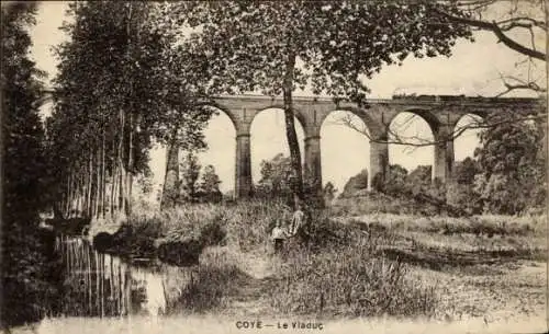 Ak Coye Oise, Viadukt, Eisenbahn