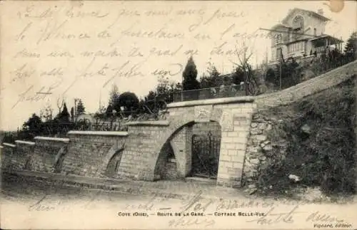 Ak Coye Oise, Route de la Gare, Cottage Belle-Vue