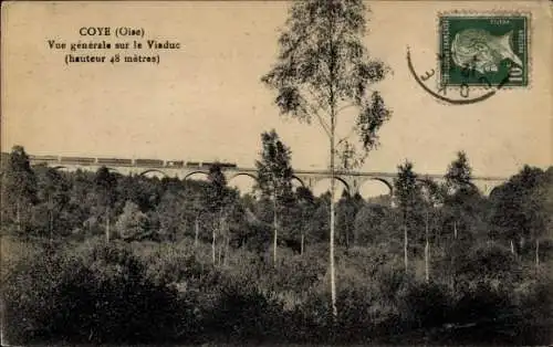 Ak Coye Oise, Viadukt, Eisenbahn