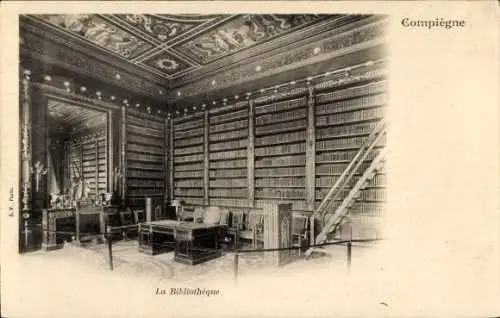 Ak Compiègne Oise, Palais, Bibliothek