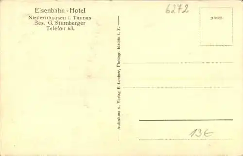 Ak Niedernhausen im Taunus Hessen, Eisenbahn-Hotel