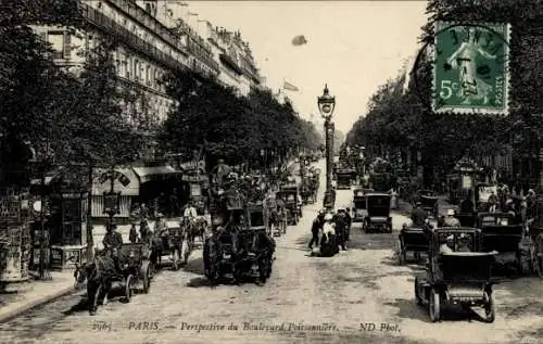 Ak Bourse de Paris II, Boulevard Poissonnière, Kutsche