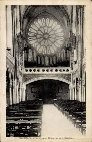 Ak Pontmain Mayenne, Basilika, große Orgel