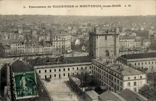 Ak Montreuil sous Bois Seine Saint Denis, Panorama avec Vincennes