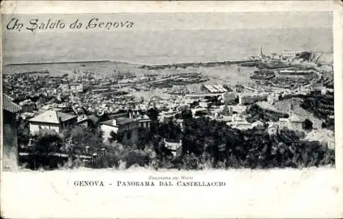 Ak Genova Genua Ligurien, Panorama dal Castellaccio