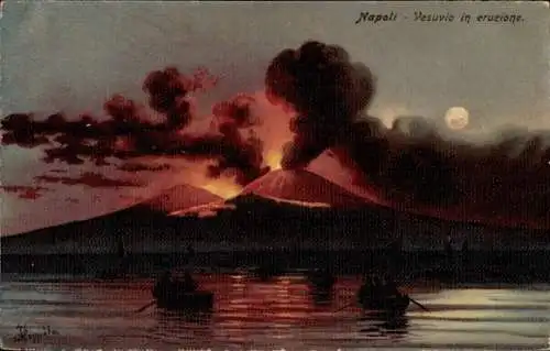Künstler Litho Napoli Neapel Campania, Vesuvio, Eruzione del 1872