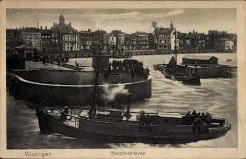 Ak Vlissingen Zeeland Niederlande, Fischerhafen