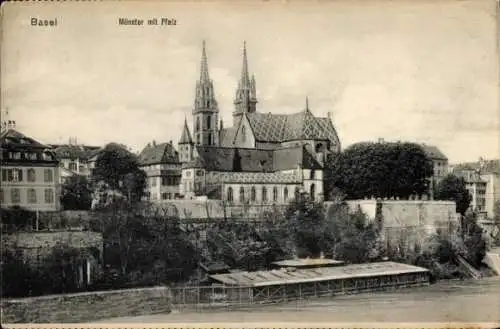 Ak Basel Stadt Schweiz, Münster mit Pfalz