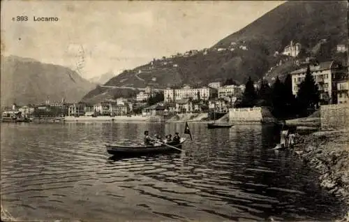 Ak Locarno Kanton Tessin Schweiz, Wasserpartie, Ruderboot
