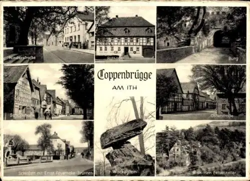 Ak Coppenbrügge am Ith Niedersachsen, Niederstraße, Rathaus, Burg, Osterstraße, Schlossstraße