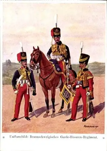 Künstler Ak Beyer-Pegau, Uniformbild, Braunschweigisches Garde-Husaren-Regiment