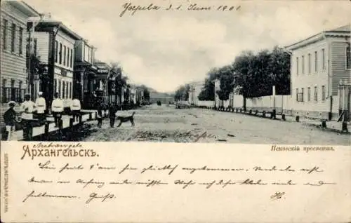 Ak Archangelsk Russland, Straßenpartie